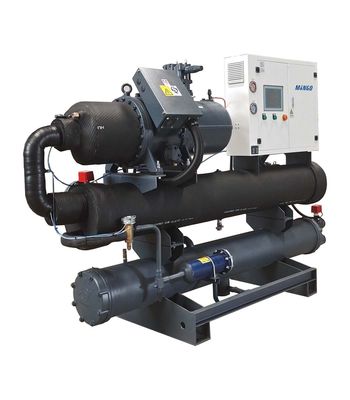 Good price 74m3/h Water Cooled Screw Chiller 210HP 330KW/283800Kcal 79.6KW Compressor online
